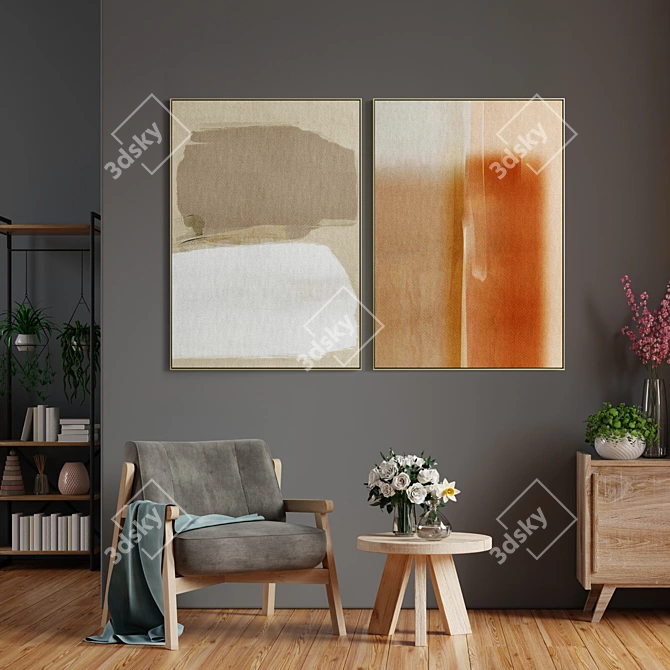 Sleek Frame Collection - Set of 2 Paintings in Various Materials 3D model image 4