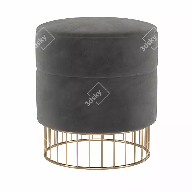 Minty Halmar Gold Pouf 3D model image 1