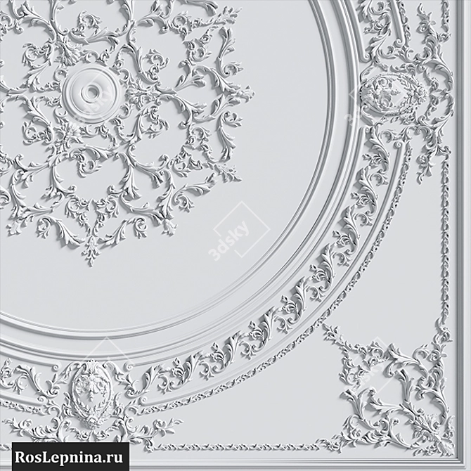 Title: GR-6000R Ceiling Composition - Exquisite Gypsum Décor 3D model image 4