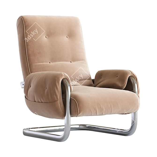 Italian 1970s Brown Mohair Lounge Chairs 3D model image 1