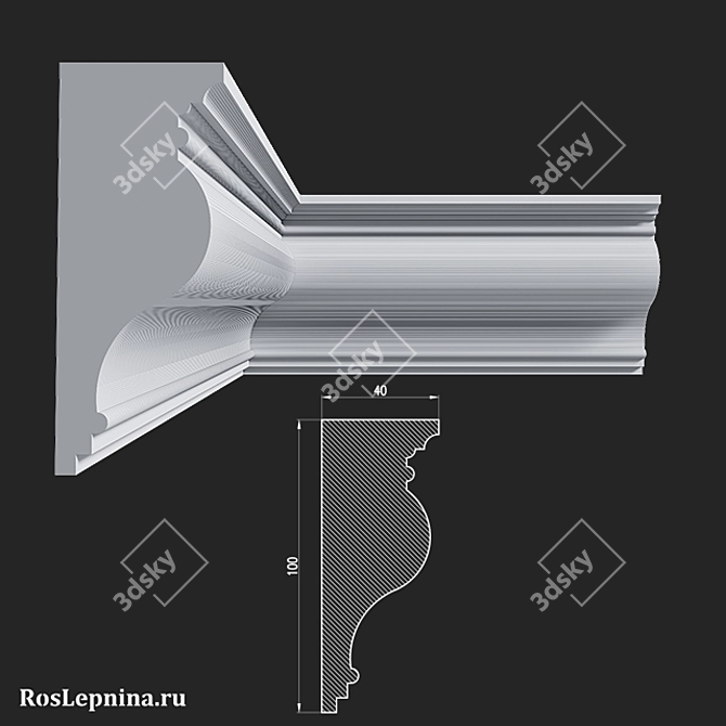 Elegant Gypsum Molding: MG-4017R 3D model image 2