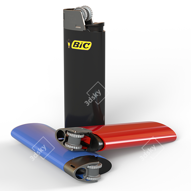 Sleek BIC Lighter with 8 Color Options 3D model image 2