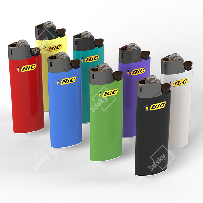 Sleek BIC Lighter with 8 Color Options 3D model image 3