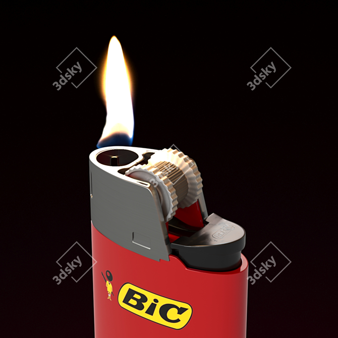 Sleek BIC Lighter with 8 Color Options 3D model image 7