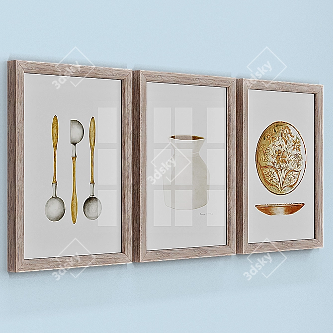 Kitchen Art Set: 5 Different Frame Colors 3D model image 2