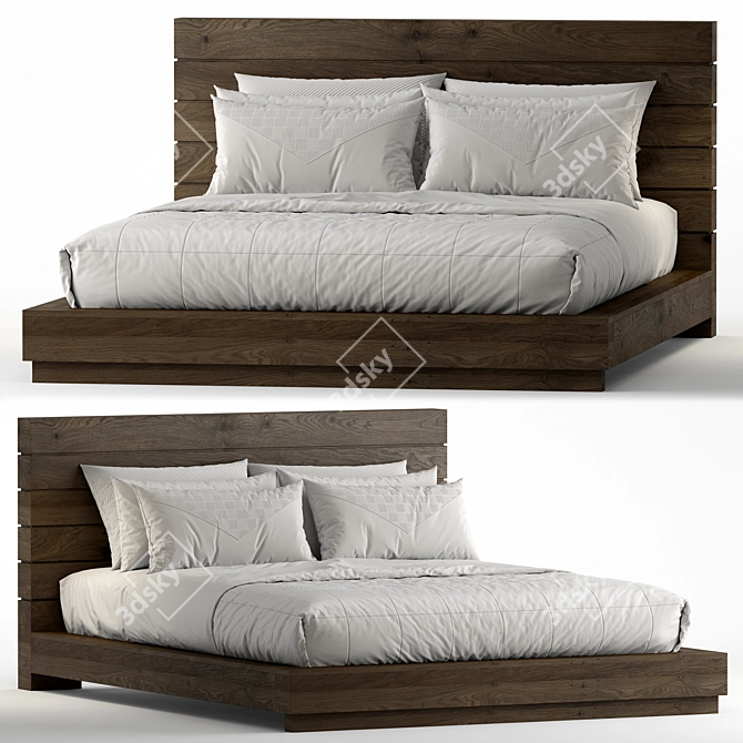 Elegant Coimbra Queen Size Bed 3D model image 1