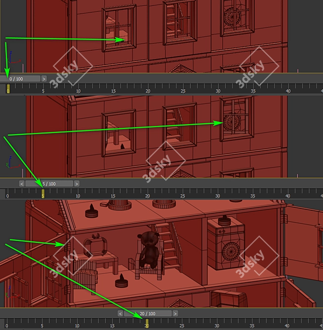 Plywood Dollhouse: Interactive Design 3D model image 8