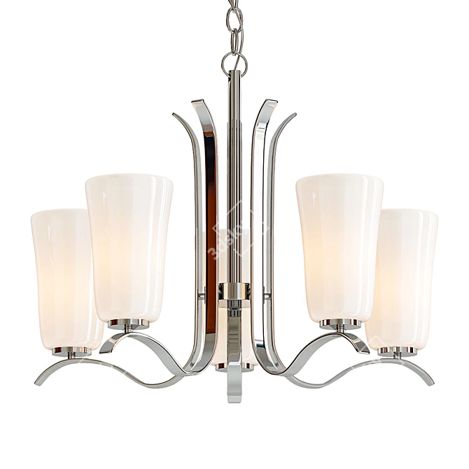 Sleek Brushed Nickel Chandelier 3D model image 1