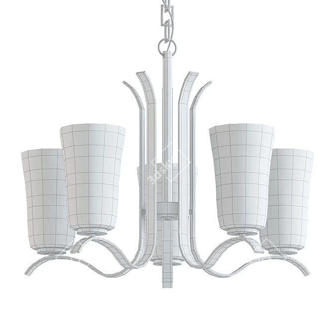 Sleek Brushed Nickel Chandelier 3D model image 2