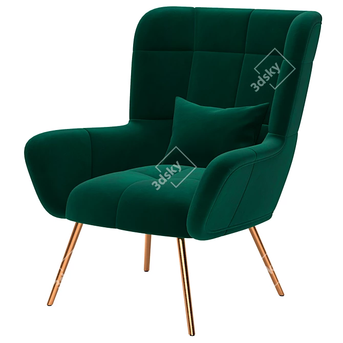 Gerard Mid-Century Tufted Armchair 3D model image 1