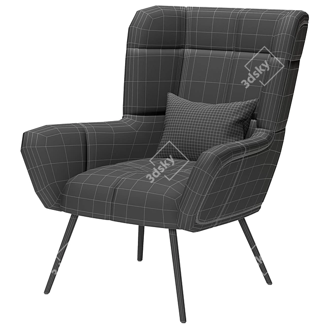 Gerard Mid-Century Tufted Armchair 3D model image 3