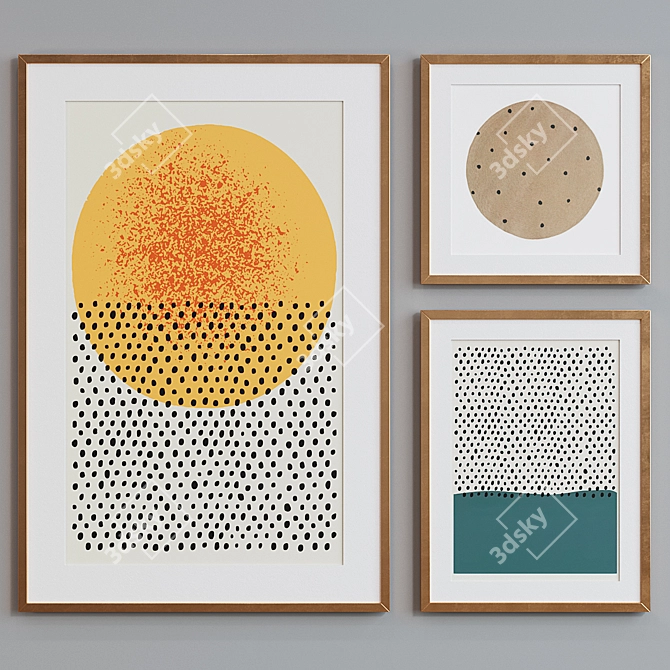 Modern Dot and Circle Picture Frame Set 3D model image 4