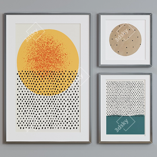 Modern Dot and Circle Picture Frame Set 3D model image 5