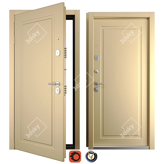 Modern Metal Entrance Door (Holz) 3D model image 1