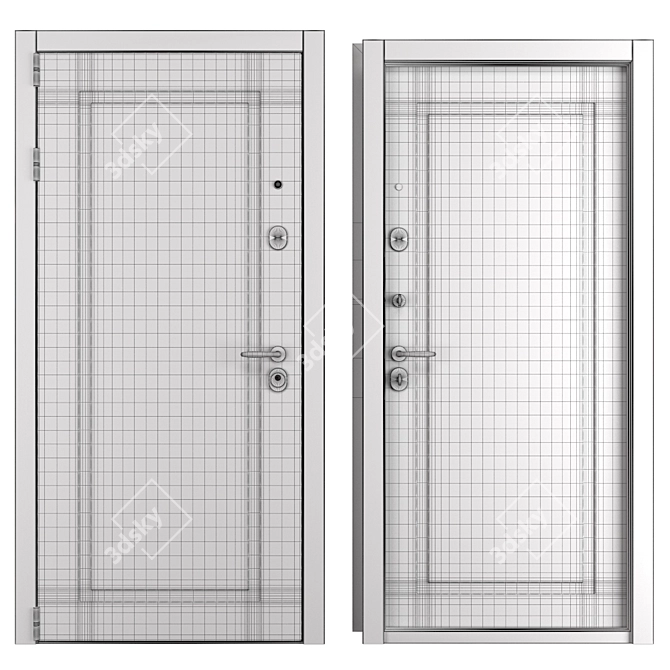 Modern Metal Entrance Door (Holz) 3D model image 4