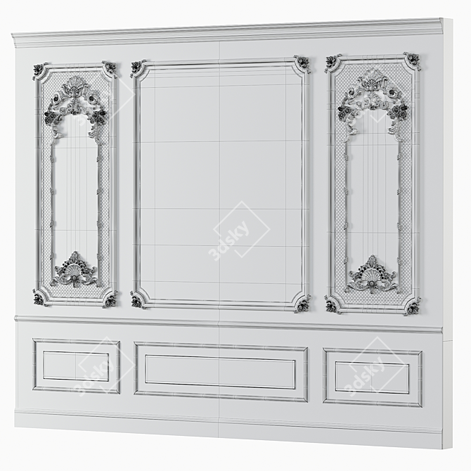 Elegant Classic Wall Molding 3D model image 4