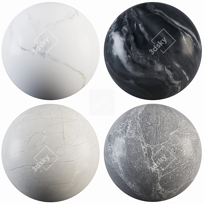 Marble Collection: Ocean Black, Punica Cream, Calacatta White 3D model image 1