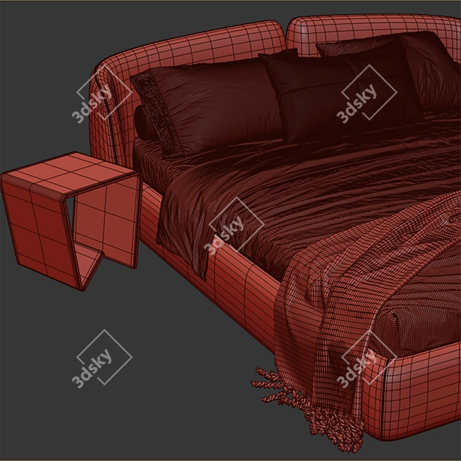 Modern Bed: 1800x2000 Mattress Size 3D model image 5