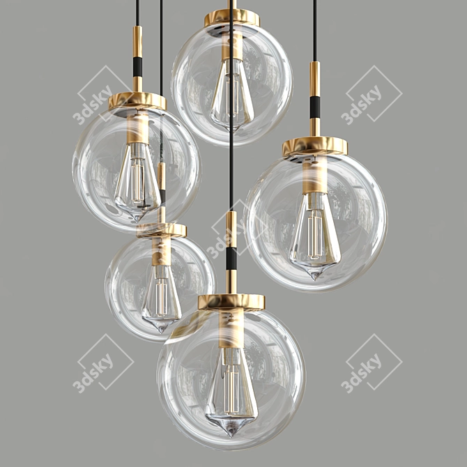 Elegant Glass Pendant Light 3D model image 2