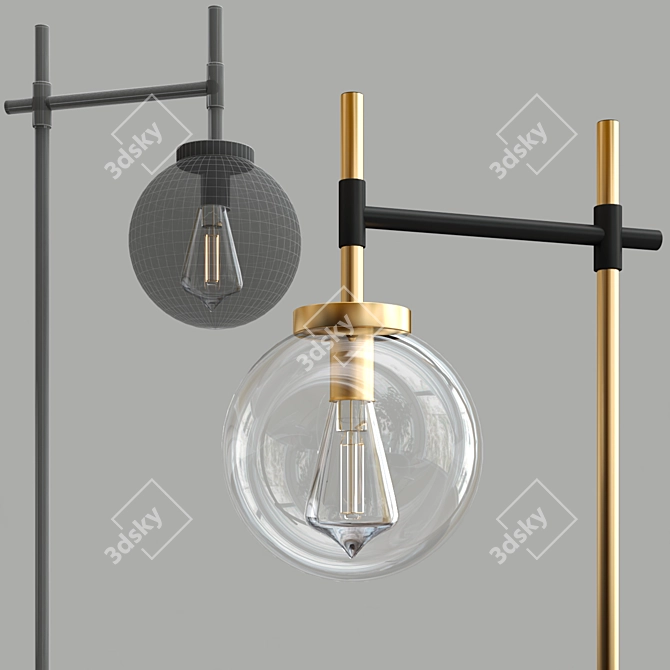 Elegant Glass Globe Floor Lamp 3D model image 3