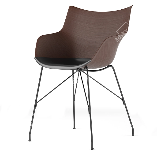 Contemporary Wood Armchair (Kartell) 3D model image 1