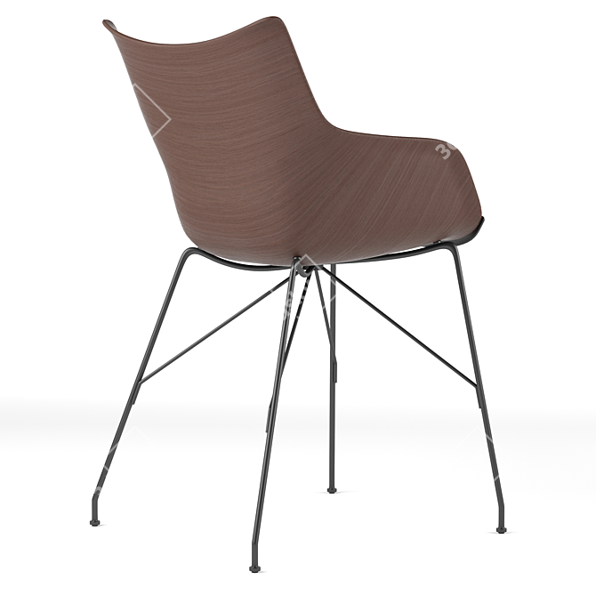 Contemporary Wood Armchair (Kartell) 3D model image 2