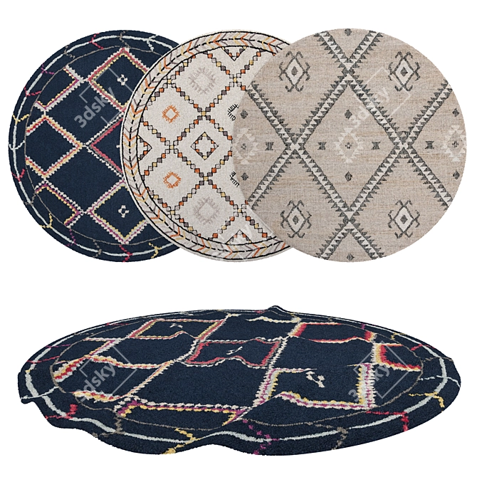 Versatile Round Rugs Set 3D model image 1