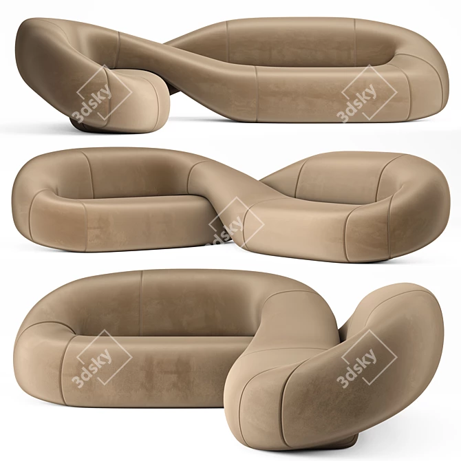 Natuzzi Infinito Modern X-Form Sofa 3D model image 1