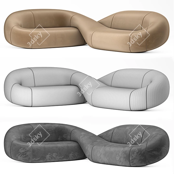 Natuzzi Infinito Modern X-Form Sofa 3D model image 4