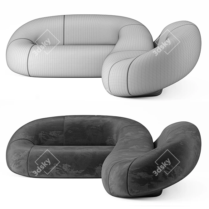 Natuzzi Infinito Modern X-Form Sofa 3D model image 5