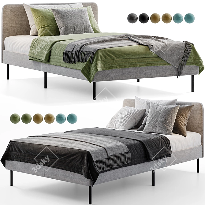 Modern Upholstered Twin Bed: IKEA SLATTUM 3D model image 1