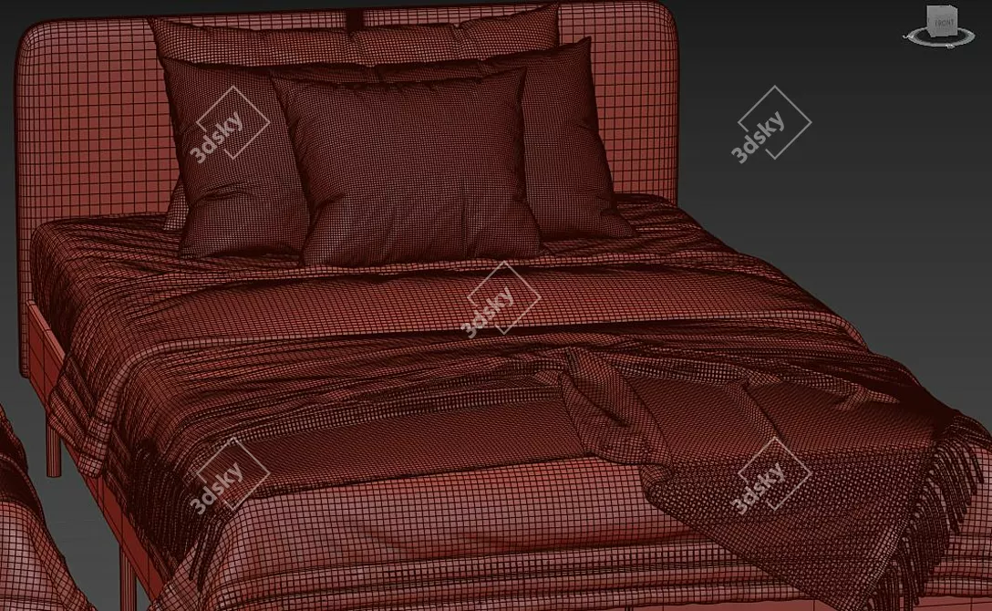 Modern Upholstered Twin Bed: IKEA SLATTUM 3D model image 6