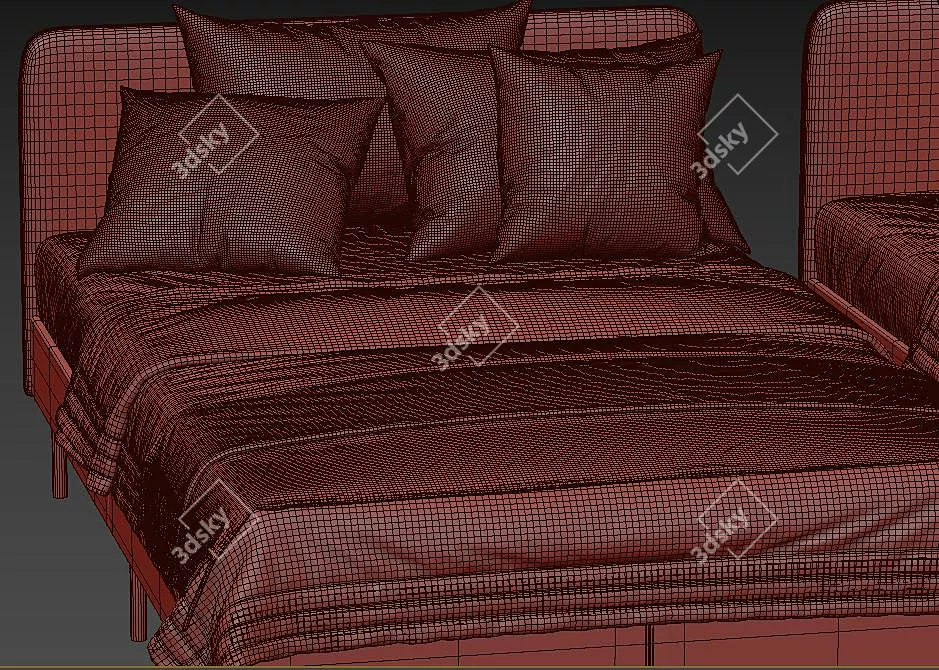Modern Upholstered Twin Bed: IKEA SLATTUM 3D model image 7