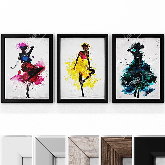 Dancing Girls Wall Art Set 3D model image 1