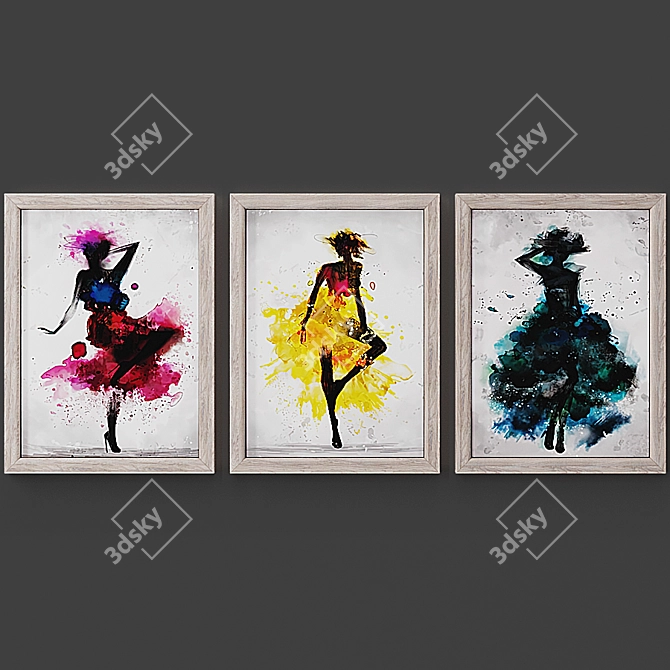 Dancing Girls Wall Art Set 3D model image 3