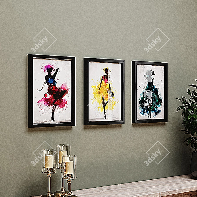 Dancing Girls Wall Art Set 3D model image 7