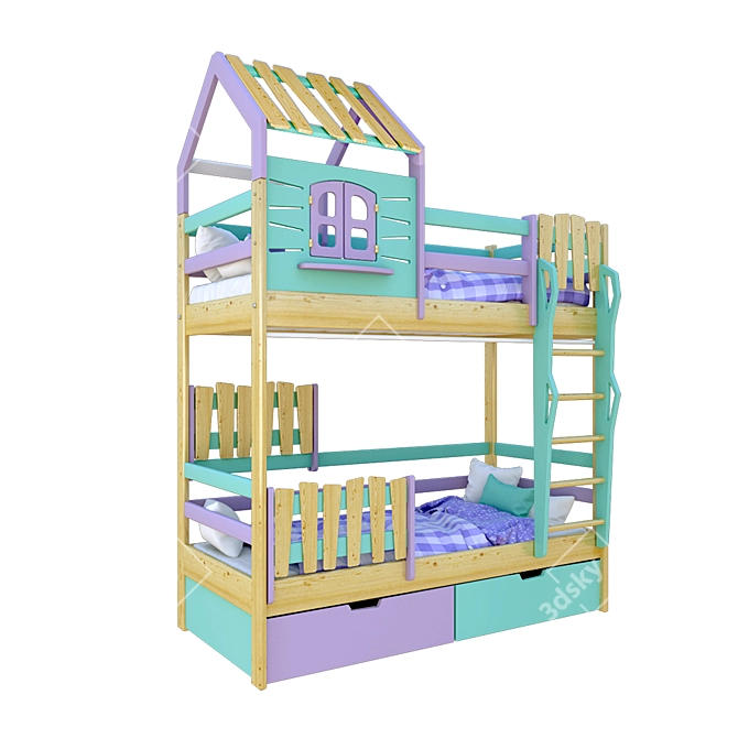 Country House Bunk Bed 3D model image 2