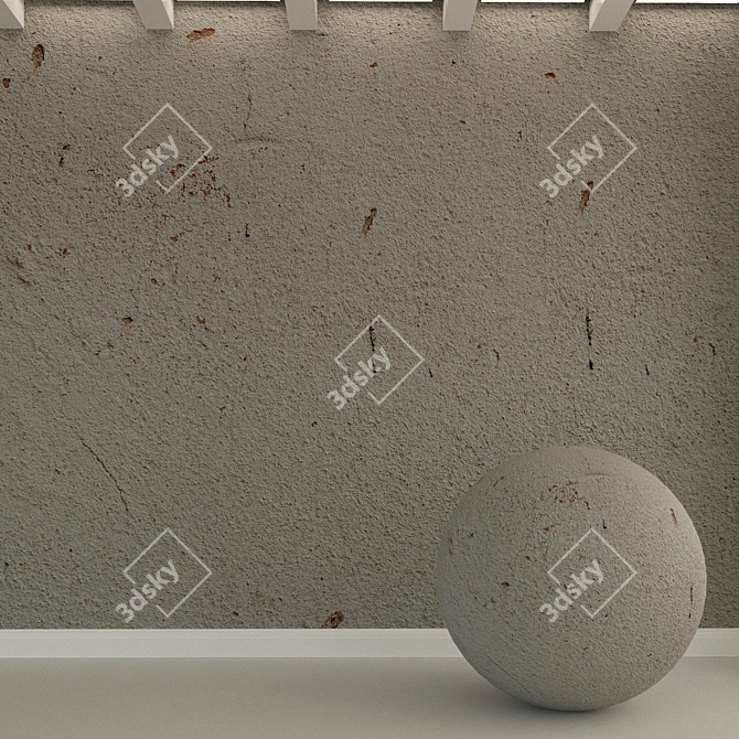 Decorative Old-Plaster Concrete Wall 3D model image 1