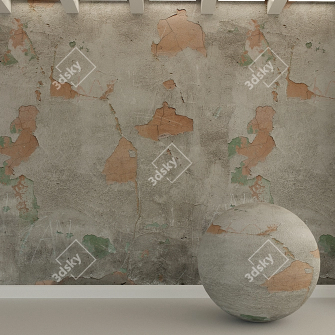 Title: Distressed Concrete Wall Finish 3D model image 1