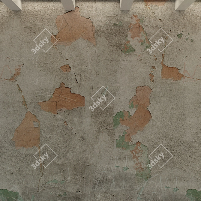 Title: Distressed Concrete Wall Finish 3D model image 2