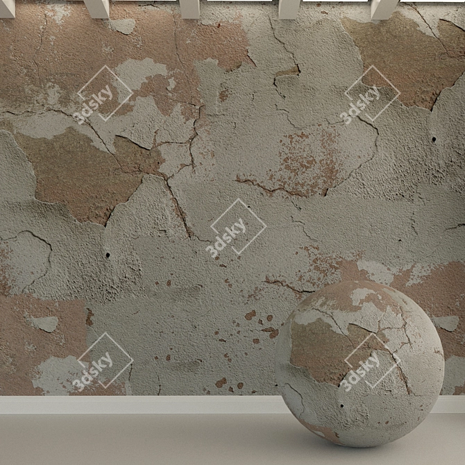 Vintage Concrete Wall Plaster 3D model image 1