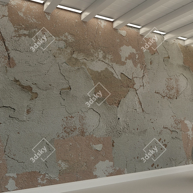 Vintage Concrete Wall Plaster 3D model image 3