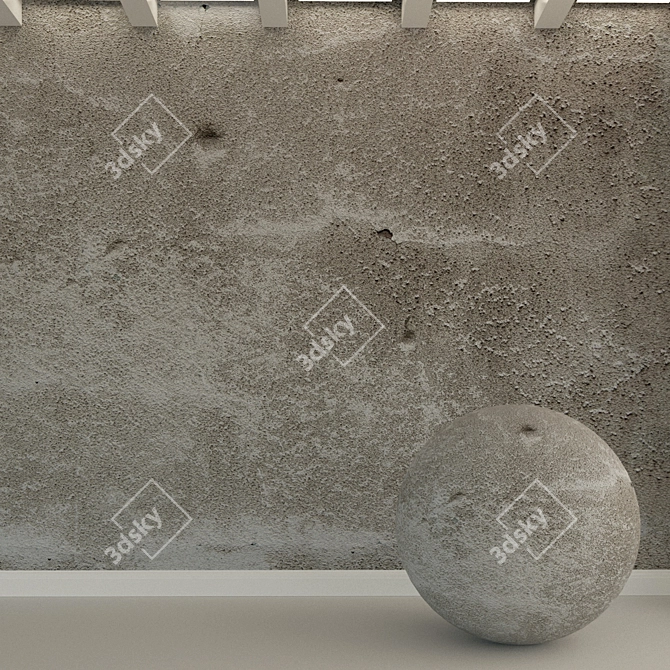 Vintage Concrete Wall: Aged Plaster, Textured, Grey 3D model image 1