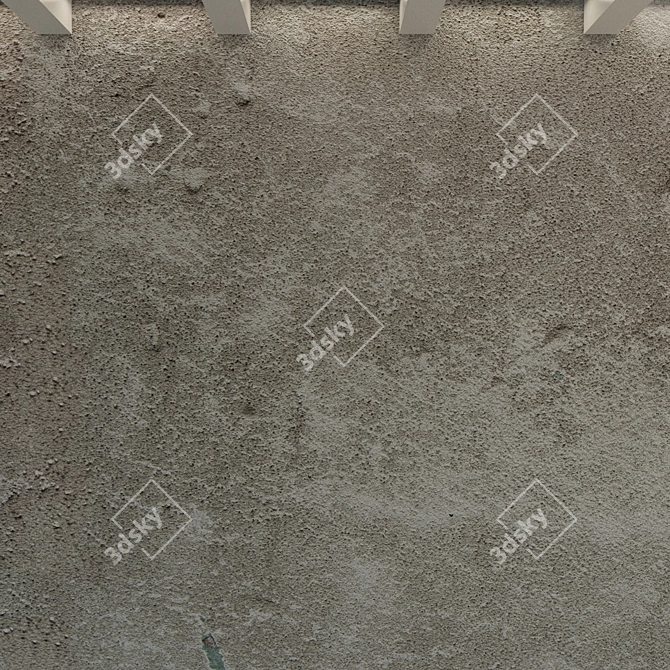 Vintage Concrete Wall: Aged Plaster, Textured, Grey 3D model image 2