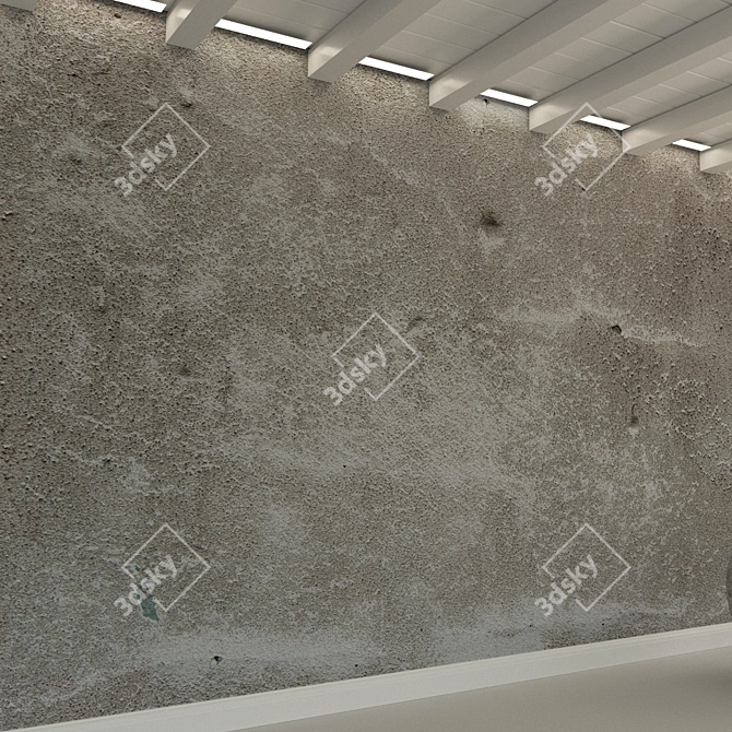 Vintage Concrete Wall: Aged Plaster, Textured, Grey 3D model image 3