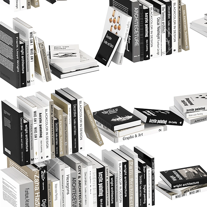 Book Collection Set with Separate Objects 3D model image 4