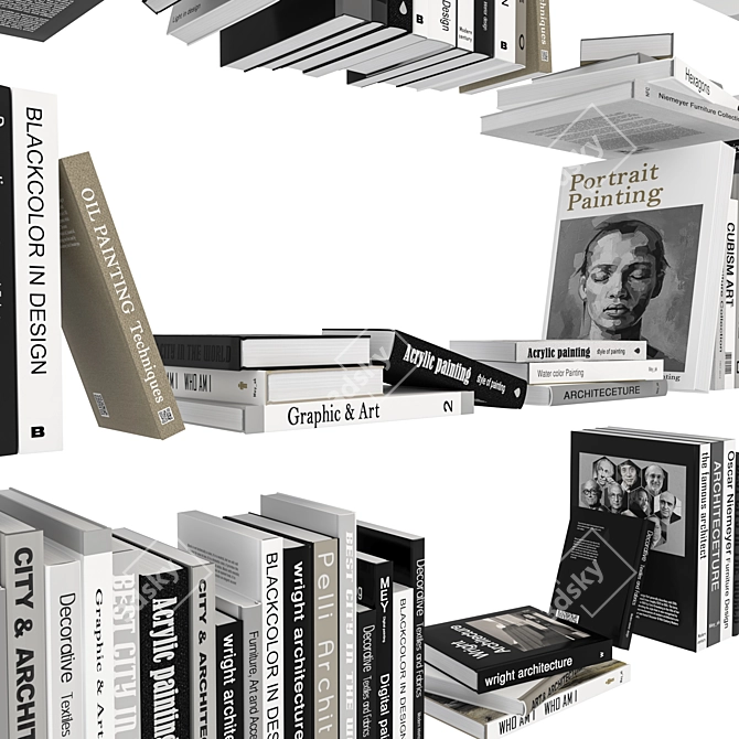 Book Collection Set with Separate Objects 3D model image 6