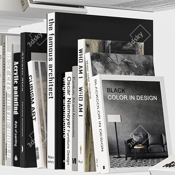 Book Collection Set with Separate Objects 3D model image 7