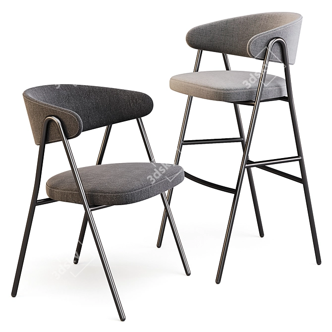 Chia: Stylish Dining Chair and Bar Stool 3D model image 2