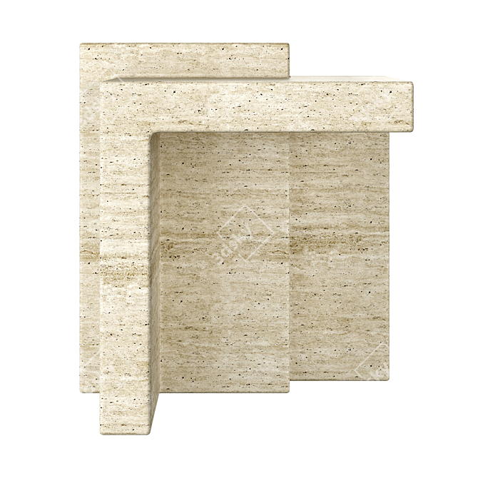 Chic Travertine Accent Table: Modern Minimalism 3D model image 1